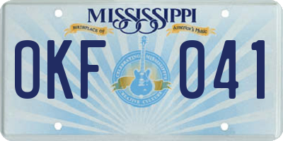 MS license plate OKF041