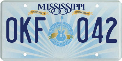 MS license plate OKF042