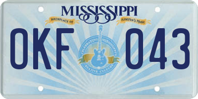 MS license plate OKF043