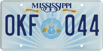MS license plate OKF044