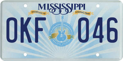 MS license plate OKF046