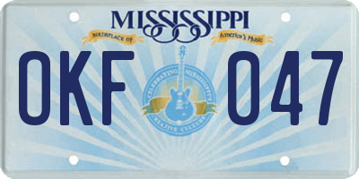 MS license plate OKF047