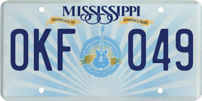 MS license plate OKF049