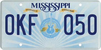 MS license plate OKF050
