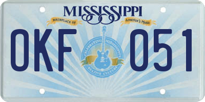 MS license plate OKF051