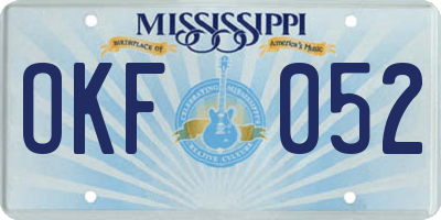 MS license plate OKF052