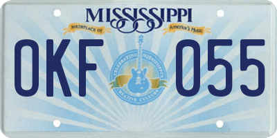 MS license plate OKF055