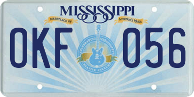 MS license plate OKF056