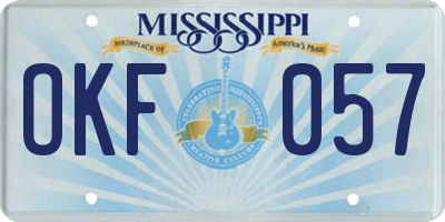 MS license plate OKF057