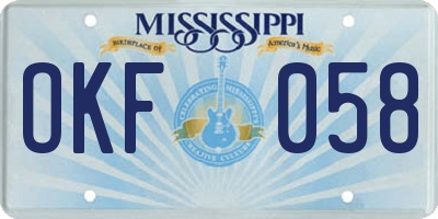 MS license plate OKF058