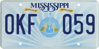 MS license plate OKF059