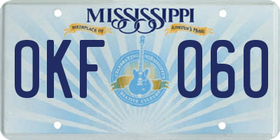MS license plate OKF060