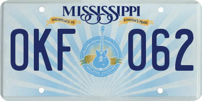 MS license plate OKF062
