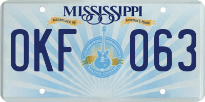 MS license plate OKF063