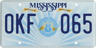 MS license plate OKF065
