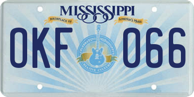 MS license plate OKF066