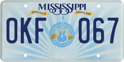 MS license plate OKF067