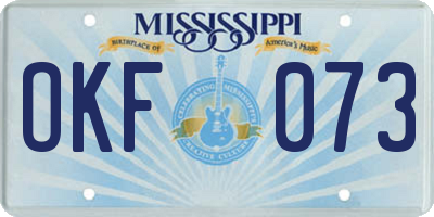 MS license plate OKF073