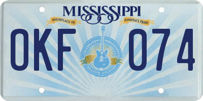 MS license plate OKF074