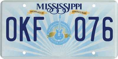 MS license plate OKF076