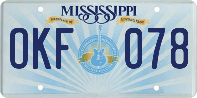 MS license plate OKF078