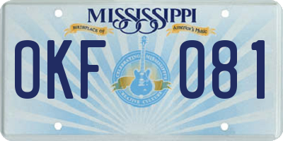 MS license plate OKF081