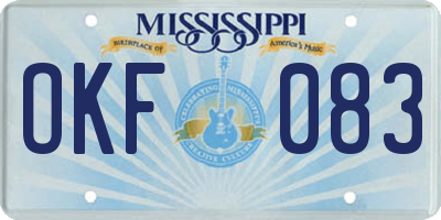 MS license plate OKF083