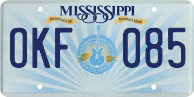 MS license plate OKF085