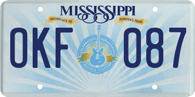 MS license plate OKF087