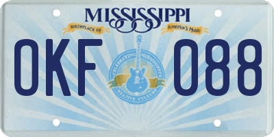 MS license plate OKF088
