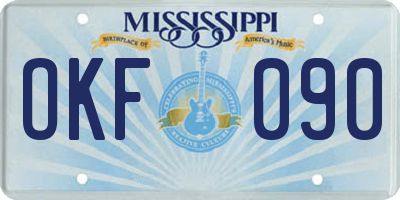 MS license plate OKF090