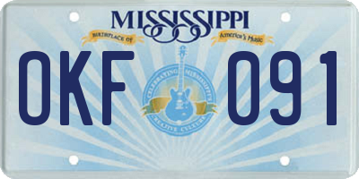 MS license plate OKF091