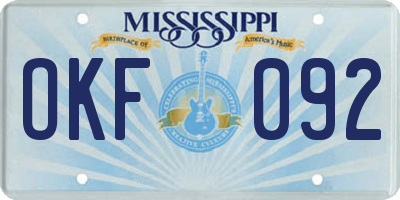 MS license plate OKF092