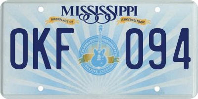 MS license plate OKF094