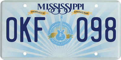 MS license plate OKF098