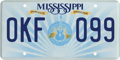 MS license plate OKF099