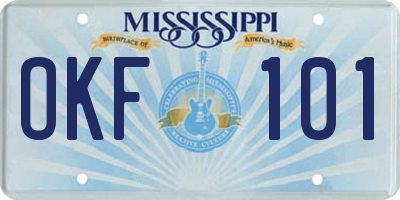 MS license plate OKF101
