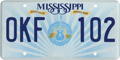 MS license plate OKF102