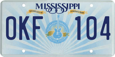 MS license plate OKF104