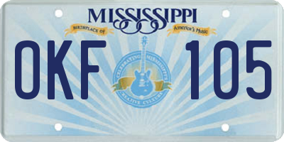 MS license plate OKF105