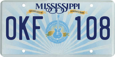 MS license plate OKF108