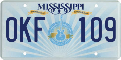 MS license plate OKF109