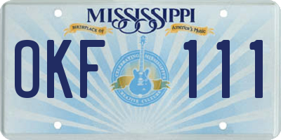 MS license plate OKF111