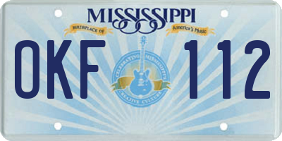MS license plate OKF112