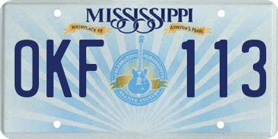 MS license plate OKF113