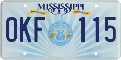 MS license plate OKF115