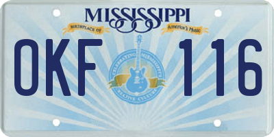 MS license plate OKF116