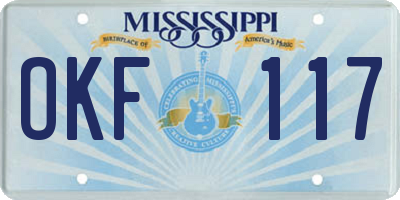 MS license plate OKF117