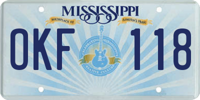 MS license plate OKF118