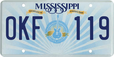 MS license plate OKF119